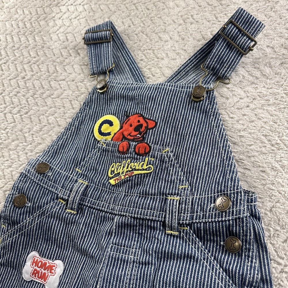 Vintage Rare Clifford The‎ Big Red Dog Overalls Embroidered 18M Y2K